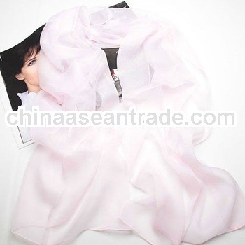 Fashion long pink blank women silk georgette scarf