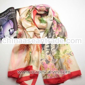 Fashionable floral gradient paj fashion scarf 2013