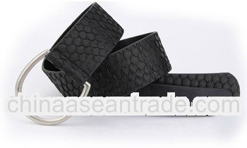 Fishskin Leather Belt with Metal D-ring Buckle