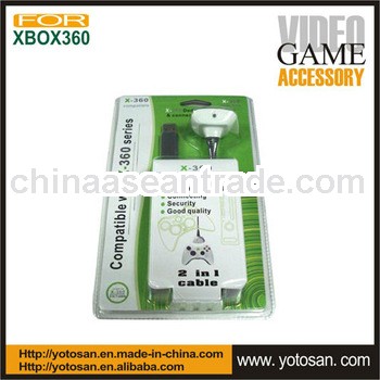 For Xbox360 Accessory Xbox360 2 in 1 Charge Cable