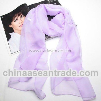 Georgette Silk Long Fashion Purple Head Scarf