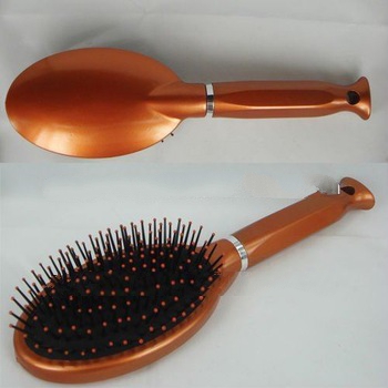 Gold Plastic Hair Brush with Wire Pins