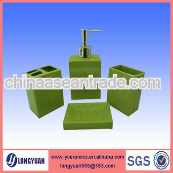 Green color ceramic square bathroom accessories for hotels