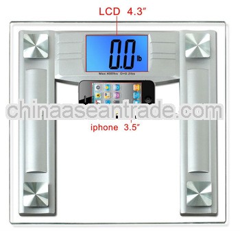High Accuracy Digital Bathroom Scale with 4.3" Extra Large Cool Blue Backlight Display and &quo