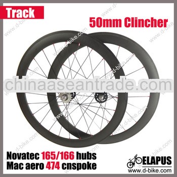 High profile Full carbon fixed gear 50mm carbon clincher wheelset 700c