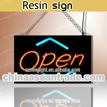 High quality factory direct resin outdoor led open sign for bars/cafes/restaurants for advertising