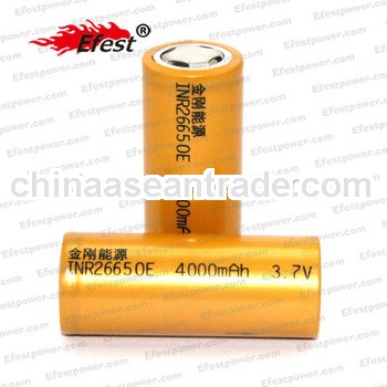 INR 26650 4000mAh 3.7V battery with flat top rechargeable battery for led light replacement battery