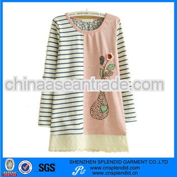 Ladies most fashion Korean style stripe long style hoodie