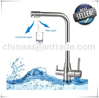 Lead free 3 way stainless steel 3-way kitchen sink faucet