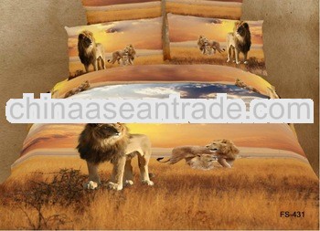 Lions printed 100%cotton 3D bed sheet