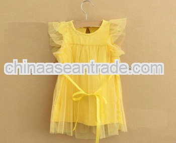 Lovely yellow chiffon girls puffy dresses Petti dress for girls