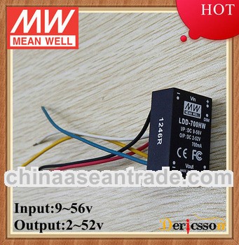 Mean Well 700mA DC DC Converter with wire 9-56VDC Input 2-52V Output CE&FCC Led Driver LDD-700HW