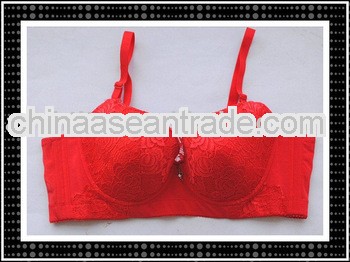 Modern Flower Design Red Lace 4 Lines of Hook and Eyes Good Shape Plus Size Lingerie