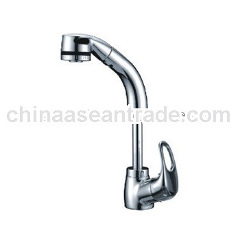 New Design Brass Pull Out Single Handle Kitchen Faucet HTKF-2416