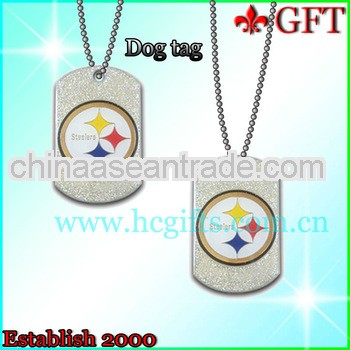 Novel design shine silver dog tag with ball chain