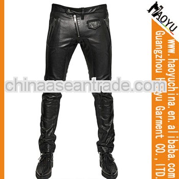 Pant coat styles men wjolesale faux leather pants men custom leather trousers (HYPU245)