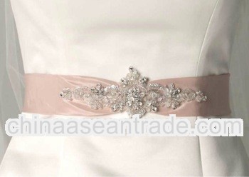 Pink Diamond Swarovsk Crystal Stone Satin Belts and Sashes with Shiny Beadwork Embellishment