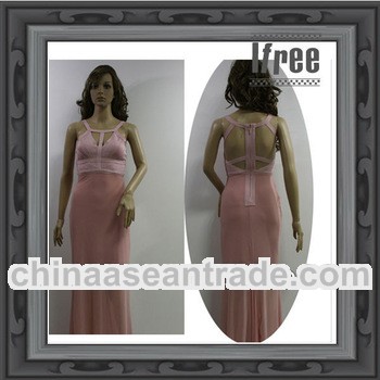 Pink Long Maxi Bandage Evening Dress Floor-Length Design Autumn Winter Dress