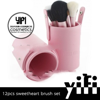Pink canister cosmetic brush! Miss YiFi Sweet-heart canister 12pcs Makeup Brush set makeup brush tra