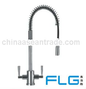 Pull out double handle waterfall sink tap kitchen faucet