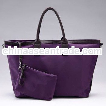 Purple nylon beautiful women handbag