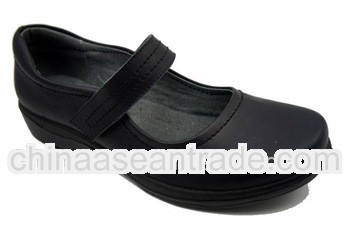 ROCK-620 wholesale ladies shoes with genuine leather upper and low heel PU sole
