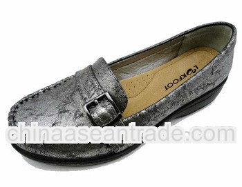 ROCK-832 old lady shoes with stitched PU upper and low heel PU outsole