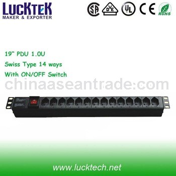 Rack mount PDU Swiss Type with ON/OFF Switch