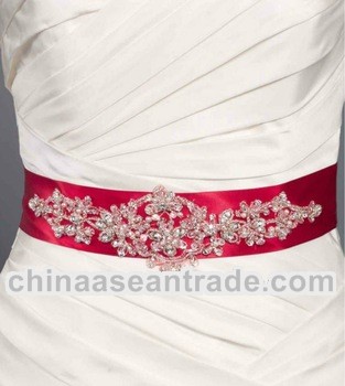 Red Fashion Belts and Sashes with Appliqued Beaded Embroidery