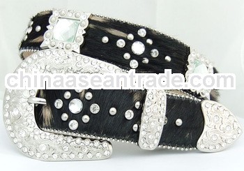 Rhinestone western leather belt/pu belt/fashion lady belt