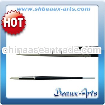 Round Bleached bristle Brush with Long, black lacquered handle with white tip