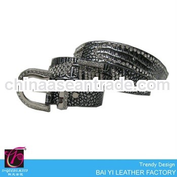 Snake skin and diamond studded leather belt for women