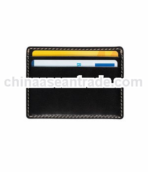 Top grain black leather credit card case