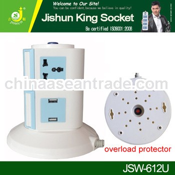 UK Plug Vertical Multi Power Socket 250V With 2 USB Port
