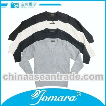 V-neck kids patternless cashmere wool sweater