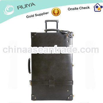 Vintage pu leather luggage suitcase Wheels Trolley Luggage Travel Case Retro in Black / Brown-HB-074