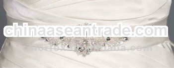 White Fashion Satin Belts and Sashes with Beaded Embroidery for DIY Bridal Dress
