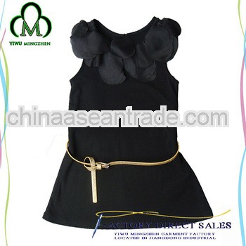 Wholesale black Little girls dresses with matching belt