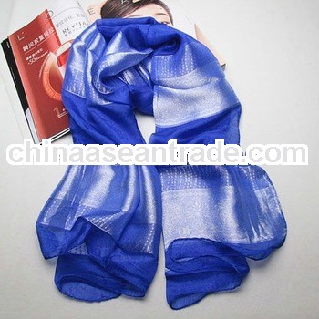 Wholesale ladies blue fashion long silk pashmina scarf