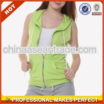 Wholesale short sleeve zip up hoodie for women oem(YCH-B0143)
