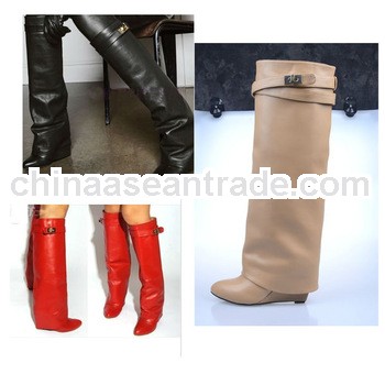 Women Winter Boots Genuine Leather Knee boots Wedge Heel Boots