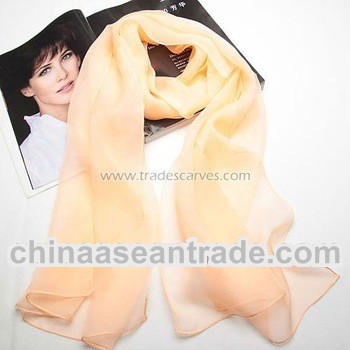 Yellow Georgette Ladies Fashion Cheap Long Silk Pashmina Scarf