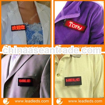 (Jingzhi manufacturer) USB programmable Light Up Flashing name Badge with magnet and pin