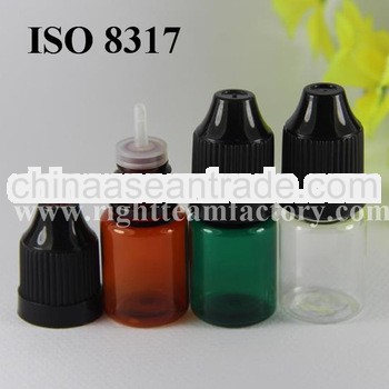 amber childproof 5ml empty plastic bottles, SGS ,TUV,ISO 8317