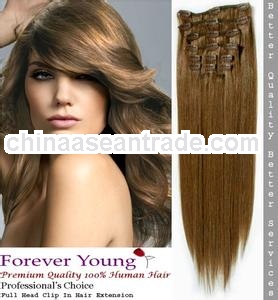 brazilian hair color full head clip in human hair extensions
