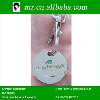 coconut tree palm euro shopping metal jeton token coins with carabiner clasp and keyring