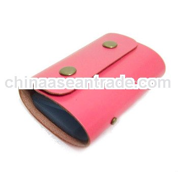 custom design pink leather card pouch for ladies promotional gifts
