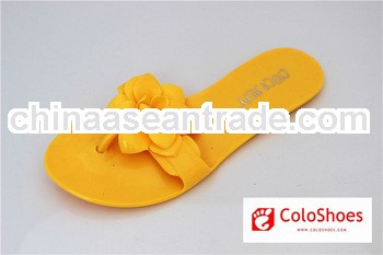 dark yellow crystal sandals for girls with flower
