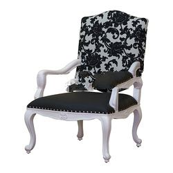 White Painted Arms Chair Upholstered