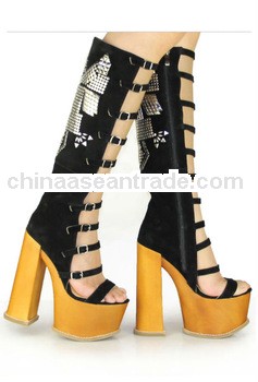 fashion jeweled autumn boots special style buckle high heel boots